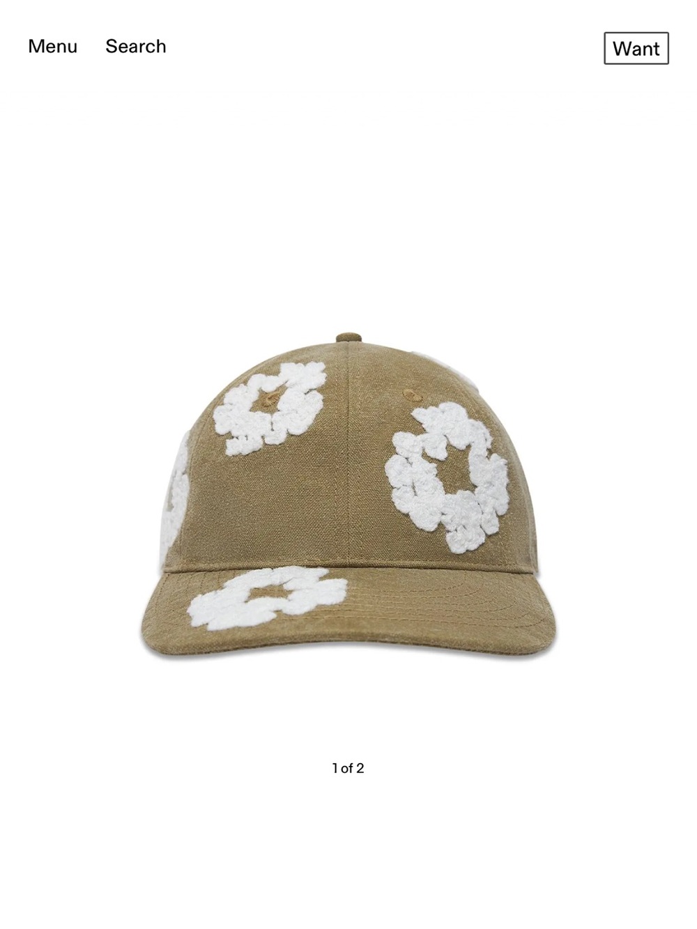 Tan Floral Embroidered Cotton Baseball Cap